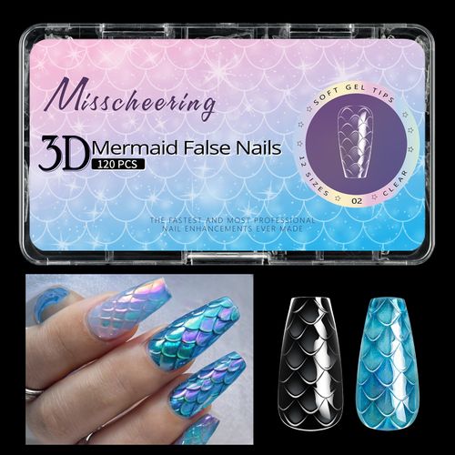 European and American nail art 3D fish scale almond nail ballet nail wearing nail long shaping nail plate