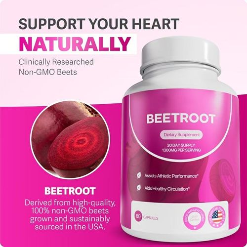 Organic beetroot capsules Daily Cardiovascular Circulation Support Superfood Heart Wellness Natural Formula
