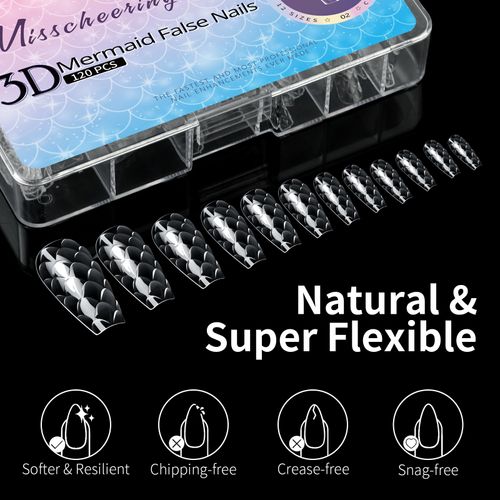 European and American nail art 3D fish scale almond nail ballet nail wearing nail long shaping nail plate