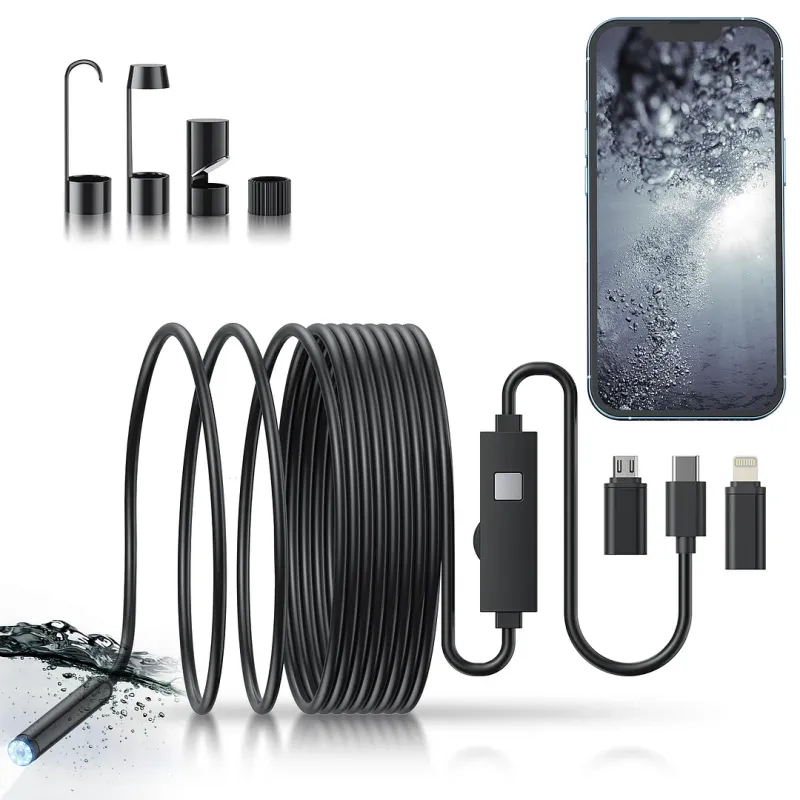 Plug-and-Play Endoscope Camera – Compatible with Android & iPhone & ipad for Direct Connection