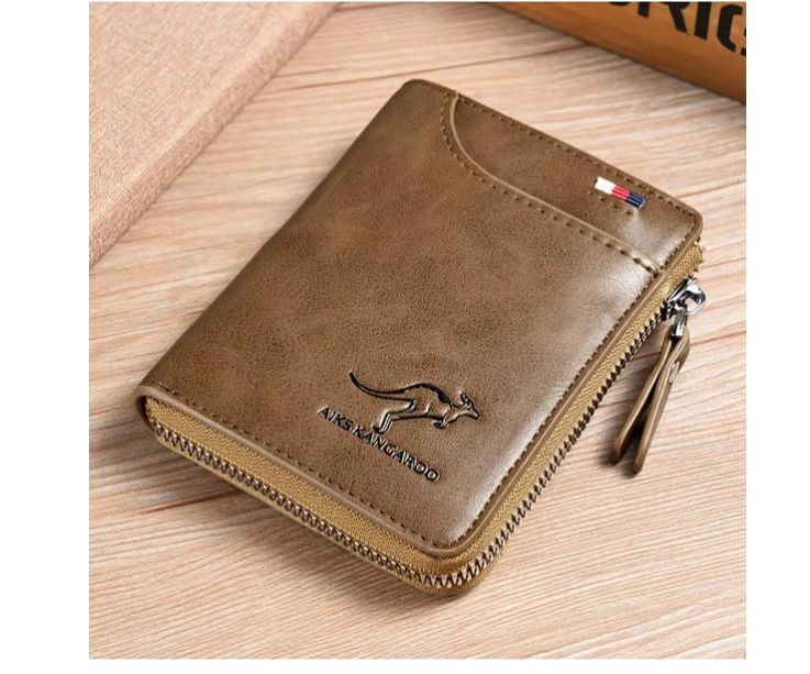 Men Wallet Zipper Genuine Leather Purse ( RFID PROTECTED )