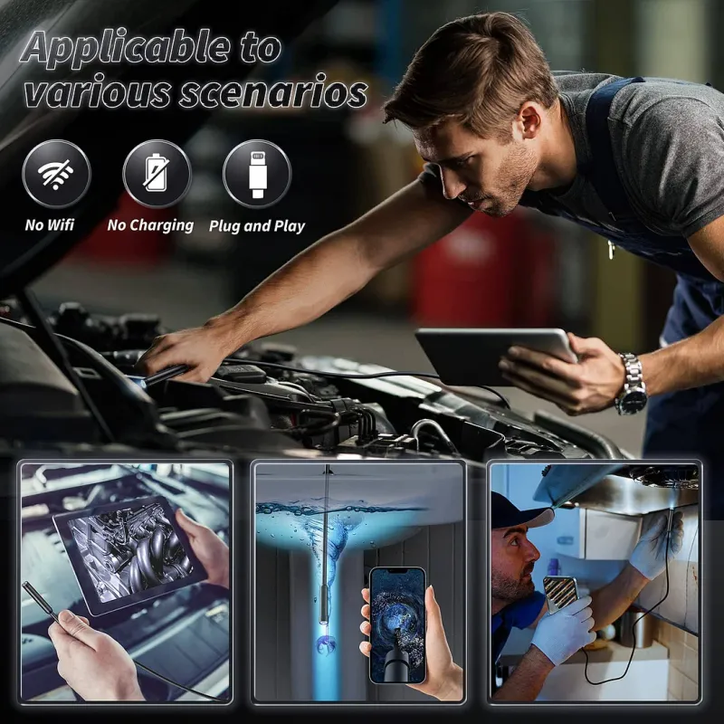 Plug-and-Play Endoscope Camera – Compatible with Android & iPhone & ipad for Direct Connection