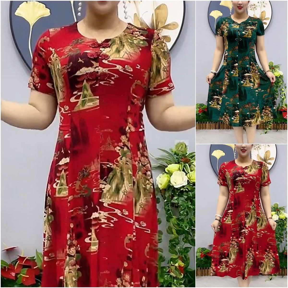 2024 new elegant retro floral dress