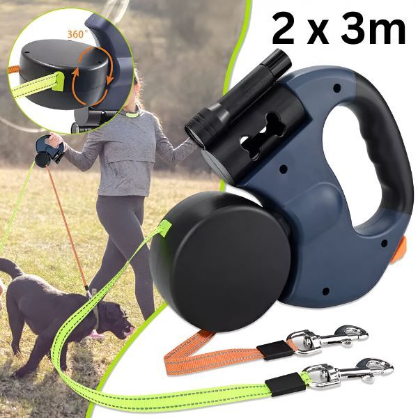 PAWDUO Anti-Twist Double Dog Leash 2x3m