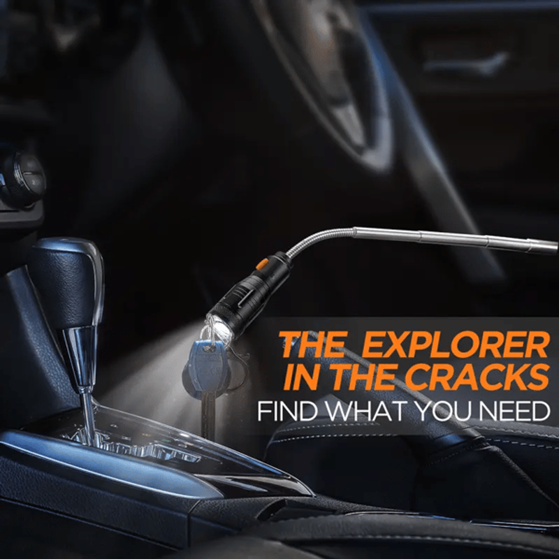 Telescopic magnetic pickup tool with light