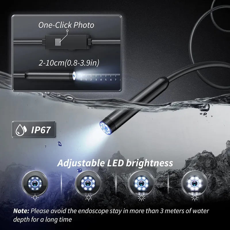 Plug-and-Play Endoscope Camera – Compatible with Android & iPhone & ipad for Direct Connection