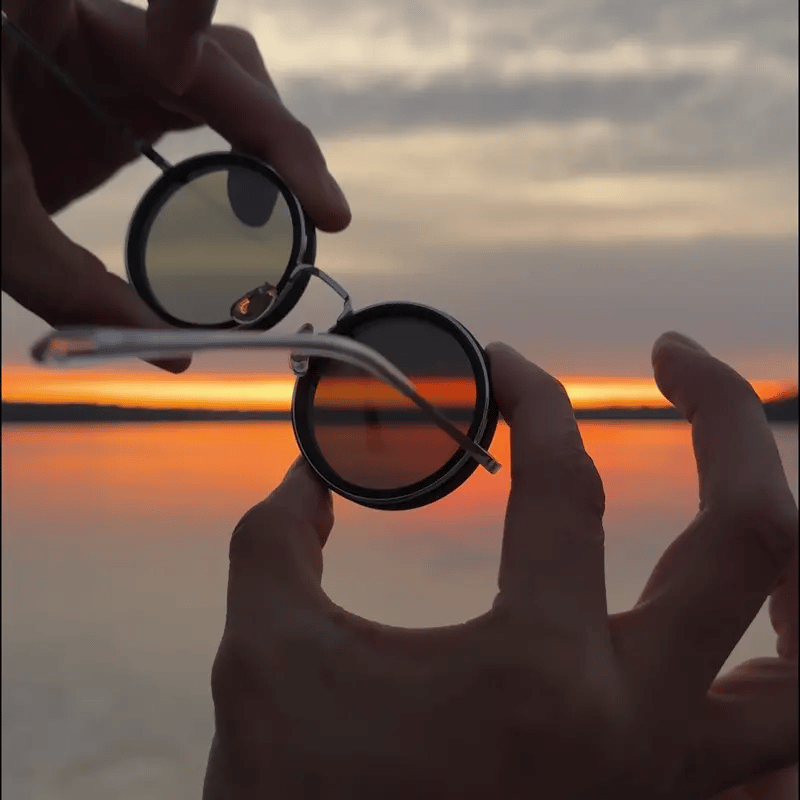 Adjustable Tint Rounded Polarized Lenses Retro Sunglasses