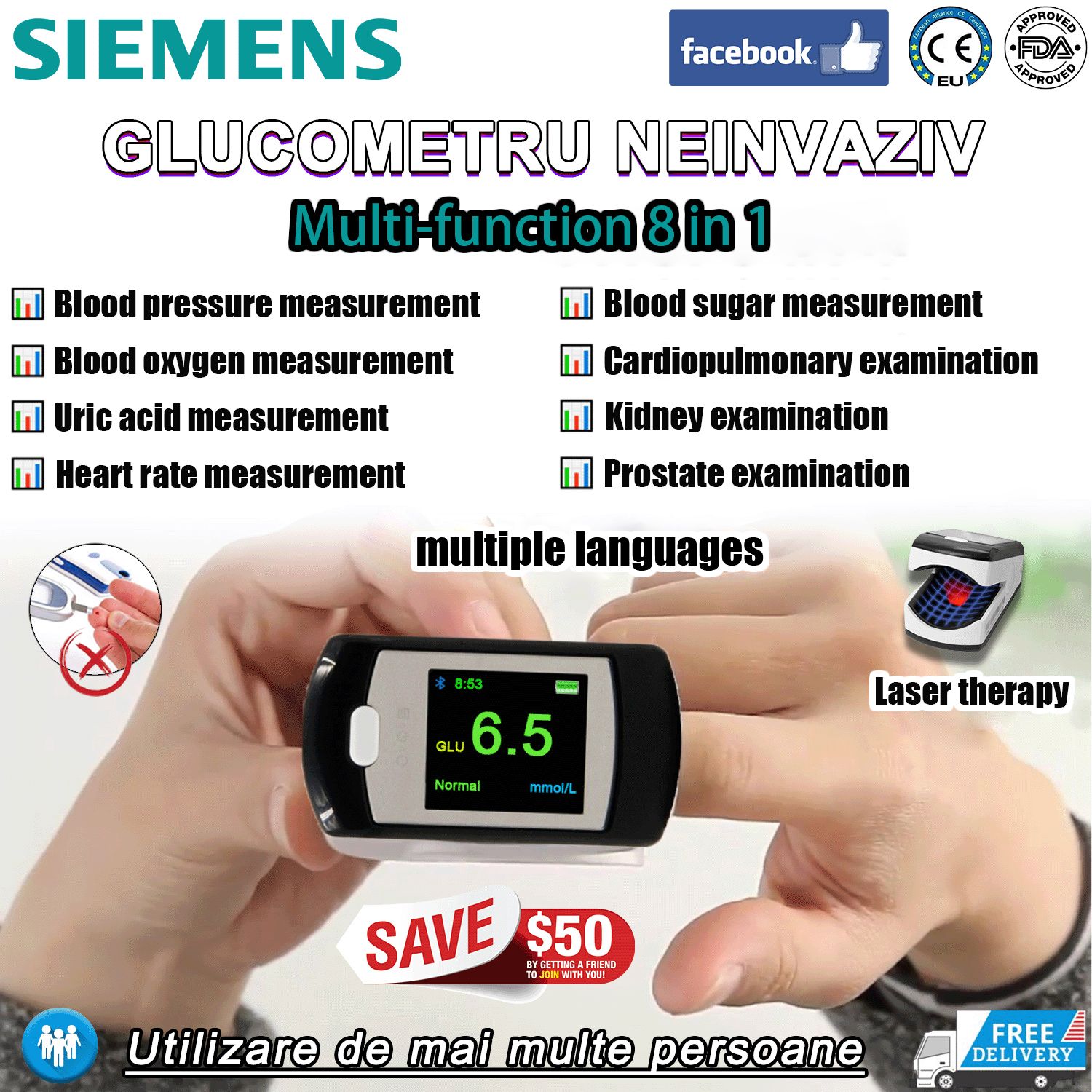 Siemens non-invasive blood glucose meter measures 99% accuracy within 5 seconds