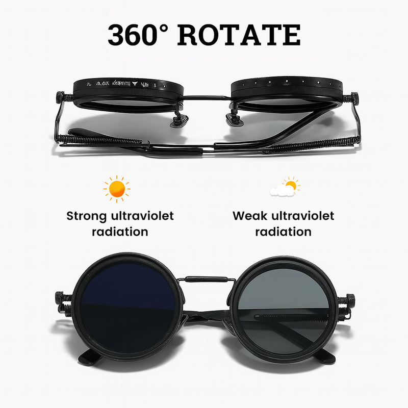 Adjustable Tint Rounded Polarized Lenses Retro Sunglasses