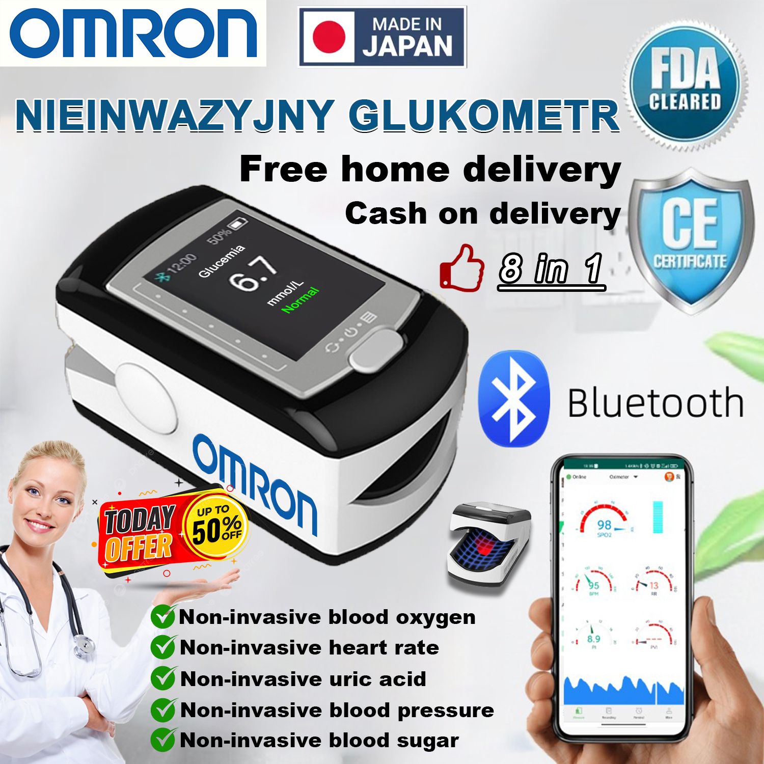 Omron New 8-in-1 Blood Glucose Meter