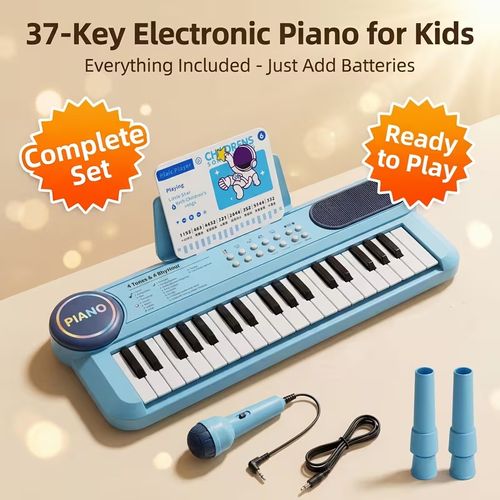 Electronic Organ 37-key Multi-functional Children's Toy Educational Instrument Set Microphone Piano, Birthday Gift for Boys And Girls