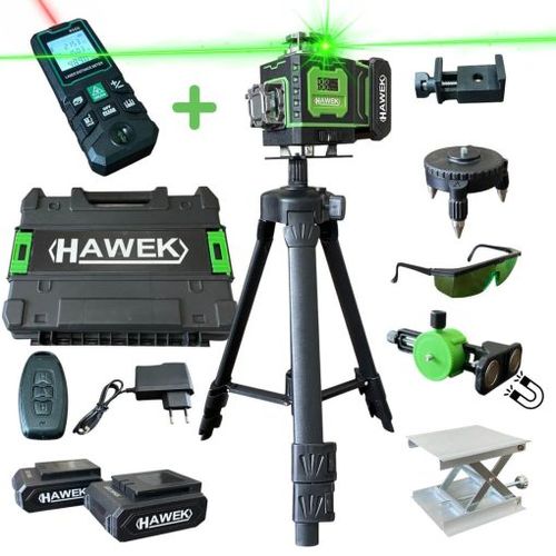 Професионален Лазерен Нивелир HAWEK 4D 16 Линии с Тринога + ПОДАРЪК Лазерна Ролетка 50 Метра