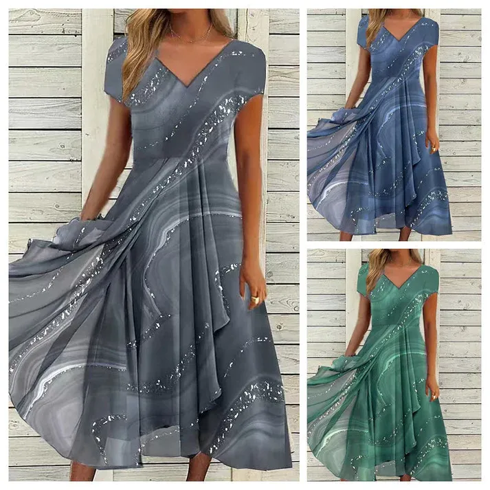 🔥S-4XL 🎀 Folyékony maxiruha V-nyakkivágással 👗