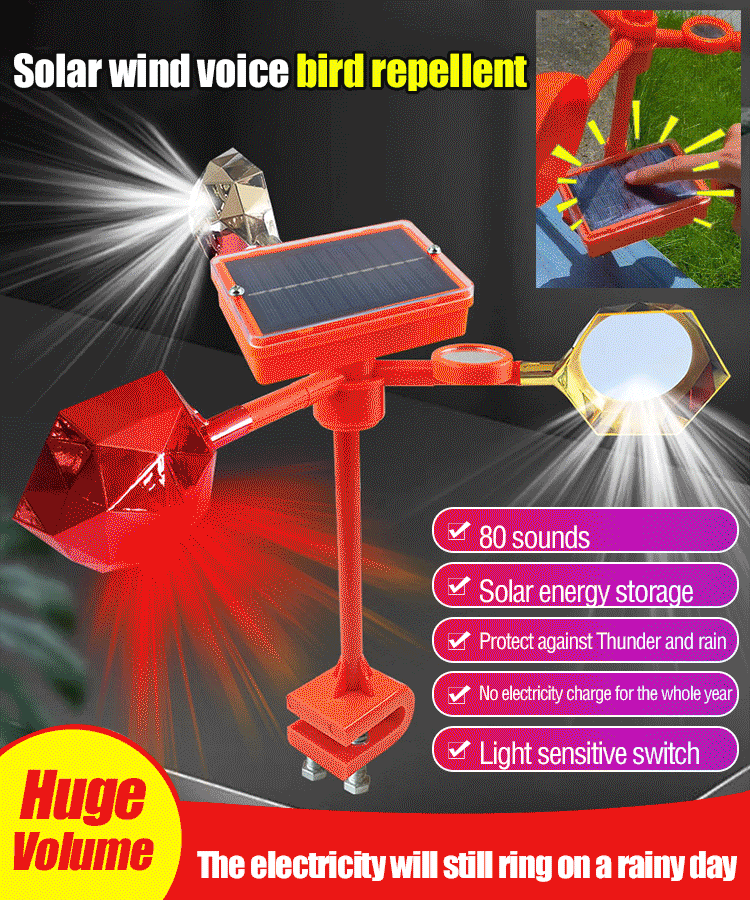 NEW Respingător pentru păsări cu voce reglabilă pentru vânt solar recent modernizat