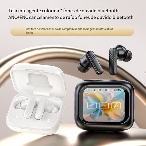 2025 novo ~ fones de ouvido bluetooth sem fio, tela inteligente colorida ANC redução de ruído ativa, tela de toque de redução de ruído de chamada três modos de ajuste