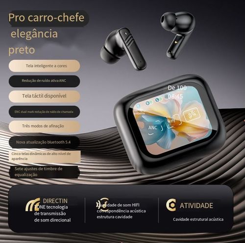 2025 novo ~ fones de ouvido bluetooth sem fio, tela inteligente colorida ANC redução de ruído ativa, tela de toque de redução de ruído de chamada três modos de ajuste