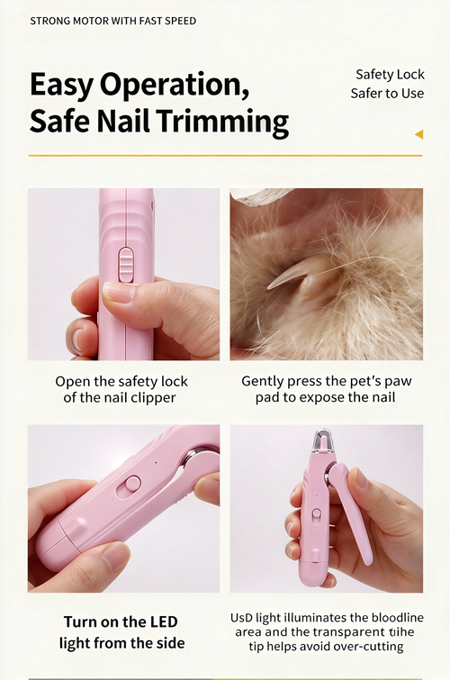 LED Pet Nail Clipper with Nail Grinder | Safe Pet Nail Trimmer for Dogs and Cats