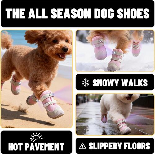 LED Light Up Non-Slip Dog Shoes, Waterproof Pet Boots with LED Lights for Night Walking 2 Pack = 1 Pair of Front Paws.