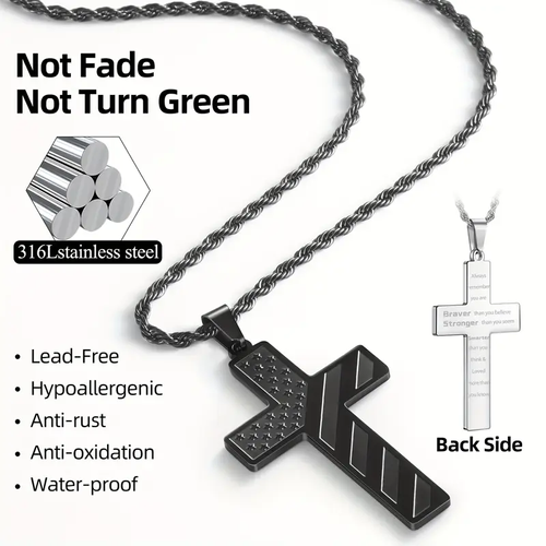 🎁IronPride Cross American Flag Cross Necklace