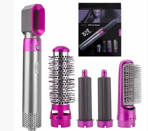 5-in-1 1000W Curling Iron Brush Hair Dryer Straightener