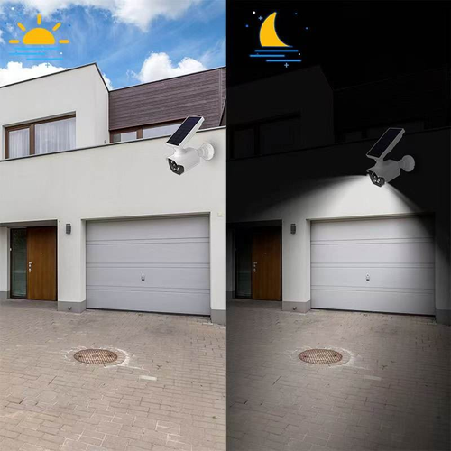 weatherproof solar fake surveillance camera with light