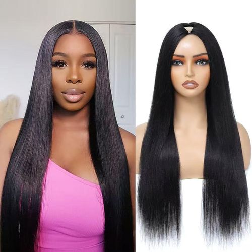 long straight black wig