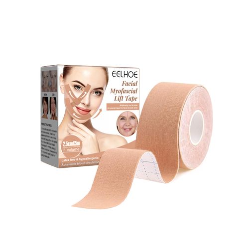 2pcs  2.5cm*5m and 5cm*5m &&Natural Material Waterproof Sweat Proof Anti Sagging Lifting Chin V-shaped Facial Tightening Patch