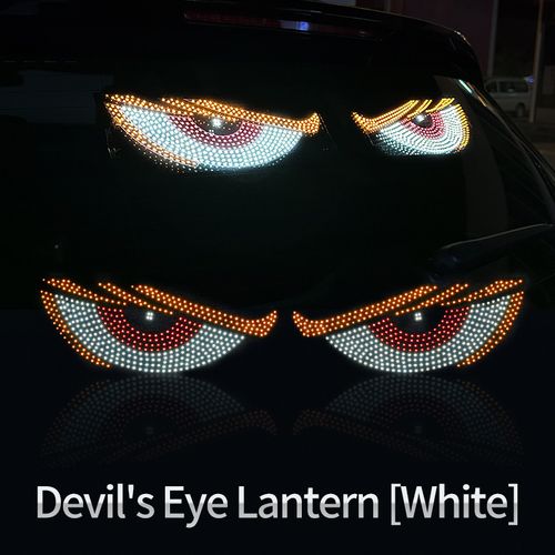 2pcs Set Dynamic Devil Eye Lamp Car Sticker, LED Display Screen Rear Glass Light, Funny Person-alized Creative Flexible Screen Lamp, USB Powered 5V, LED Lights, Battery-Free, with Decoration for Truck, Car, Off-road Vehicle