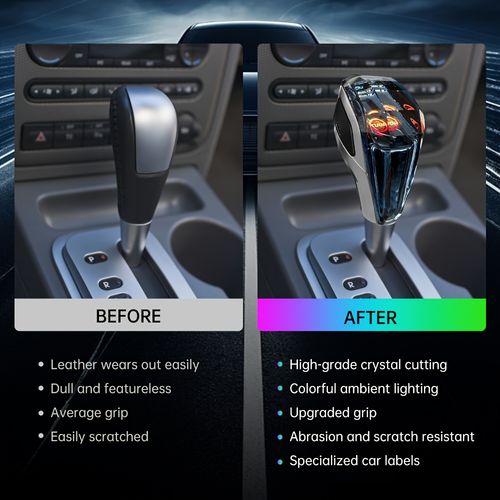 XUDA Crystal Gear Shift Knob, Crystal Seven Color LED Shift Handle, Plug and Play, Portable Side Interface, Comfortable Grip, Durable and Scratch Resistant, Suitable for Toyota