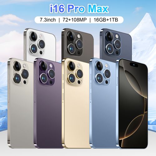 2025 New Arrival Original I16 Phone 16 Pro Max 5G 7.3 Inches 16GB+1TB Deca 108MP Rear Camera LTE Cellular English