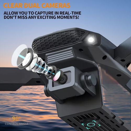 New Lightstream E88 Drone with Dual Cameras, Foldable RC Drone, WIFI Remote Control Drone, Black and Grey Options Beginner Toy for Men's Gift, Christmas Halloween Thanksgiving Present