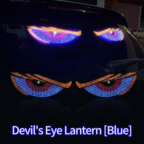 2pcs Set Dynamic Devil Eye Lamp Car Sticker, LED Display Screen Rear Glass Light, Funny Person-alized Creative Flexible Screen Lamp, USB Powered 5V, LED Lights, Battery-Free, with Decoration for Truck, Car, Off-road Vehicle