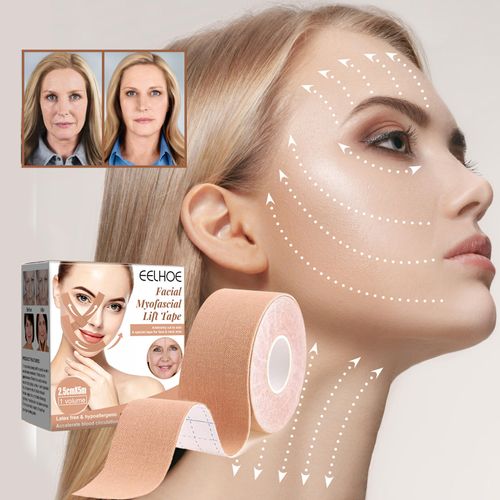 2pcs  2.5cm*5m and 5cm*5m &&Natural Material Waterproof Sweat Proof Anti Sagging Lifting Chin V-shaped Facial Tightening Patch