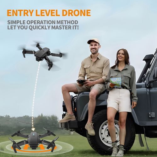 New Lightstream E88 Drone with Dual Cameras, Foldable RC Drone, WIFI Remote Control Drone, Black and Grey Options Beginner Toy for Men's Gift, Christmas Halloween Thanksgiving Present