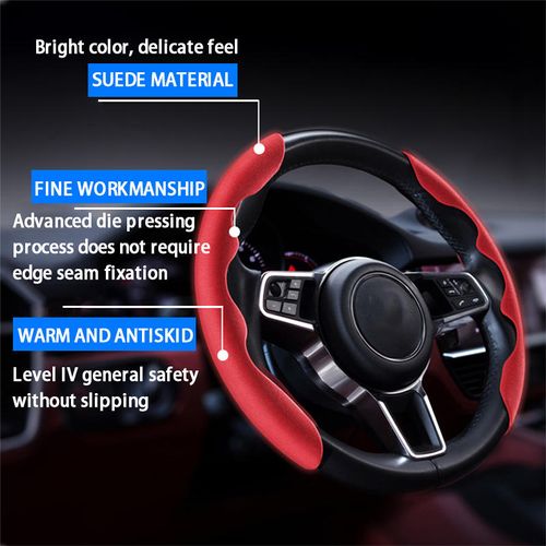 🔥Universal Colorful Suede Material Car Steering Wheel Cover Anti-skid Durable Steering Wheel Accessories🔥