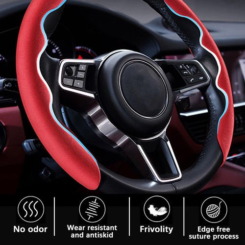 🔥Universal Colorful Suede Material Car Steering Wheel Cover Anti-skid Durable Steering Wheel Accessories🔥