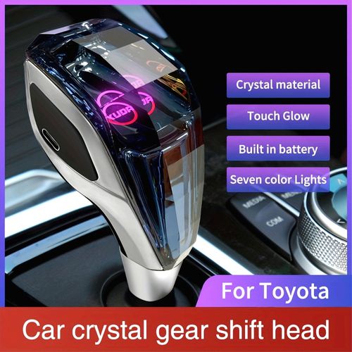 XUDA Crystal Gear Shift Knob, Crystal Seven Color LED Shift Handle, Plug and Play, Portable Side Interface, Comfortable Grip, Durable and Scratch Resistant, Suitable for Toyota