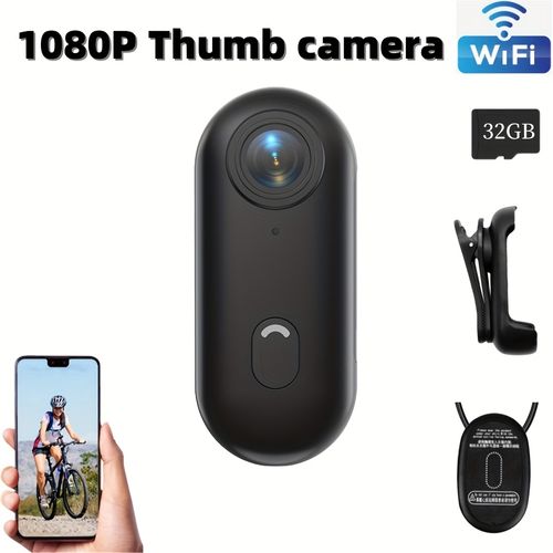 1080P Thumb Camera WiFi Body camera with 32GB Memory card Outdoor Action camera Vlog camera 1920*1080P Video, Ideal for Cycling, Hiking