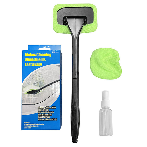 Automotive microfiber window cleaning brush tool 2: Washable and reusable cloth pad head made of durable plastic material.