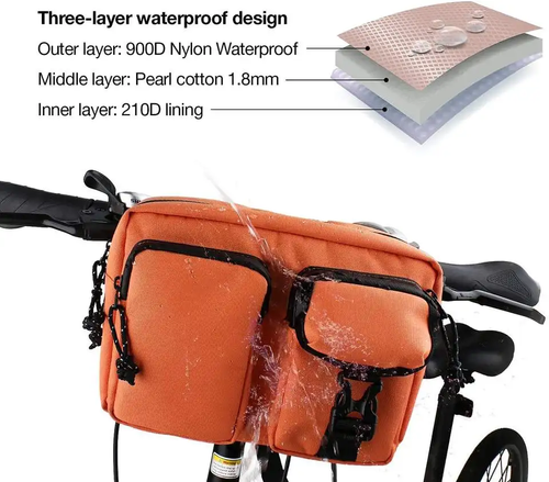 Travel Bicycle Frame Bag — Portable Front Leather Pouch, Top Tube Case, Waterproof Handlebar Bag