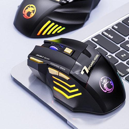 IMICE GW-X7 Free Double-Click 2.4G Bluetooth Silent Rechargeable Wired Gaming Mouse with Dazzling Breathing Light and 7 Buttons