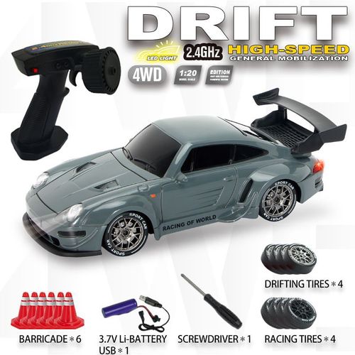 High-speed four-wheel drive drift remote control car, children's electric racing car, rechargeable toy car simulation model