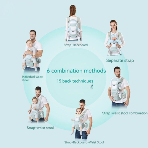 6-in-1 Multifunctional Adjustable Hiking Baby Carrier with Hip Seat — Suitable for Infants Aged 0 to 3 Years