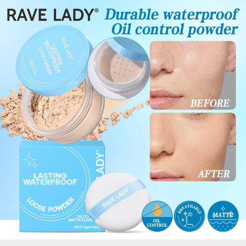 Rave Lady Makeup's best-selling setting powder controls oil, keeps makeup in place for a long time, and provides excellent coverage.