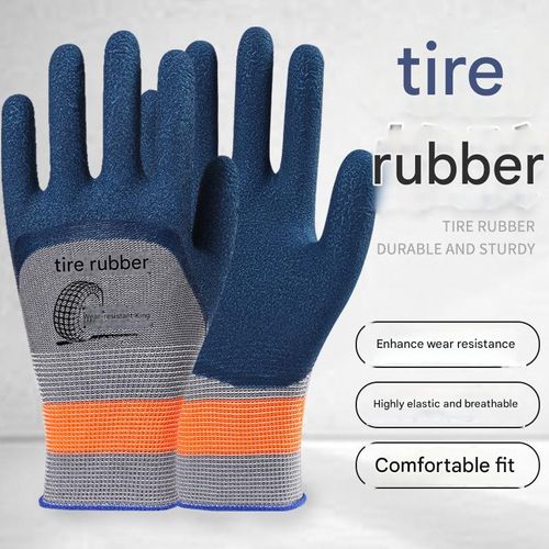 Rubber Tire King Foamed Gloves, Non-slip, Wear-resistant, Breathable, Latex Coated, Men's and Women's Steel Reinforcing Steel Construction Site Work Gloves