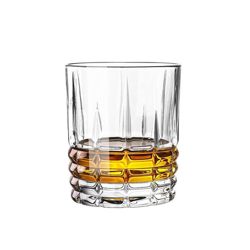 High-end embossed whiskey glassware for home use, elegant bar glassware for classic spirits, high-value barware.