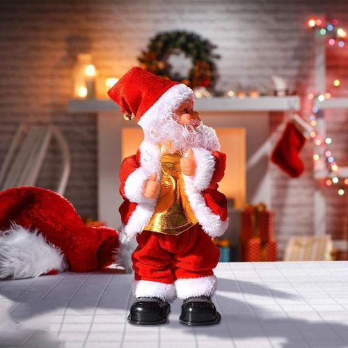 Moving Christmas Decoration Musical Twisting Backside Santa Claus Sing Plush Christmas Doll Gift Toys Christmas Decor