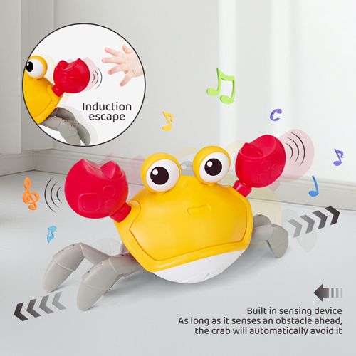 New Electronic Sensing Green Crawling Crab Baby Toy with Music and LED Light up Automatically Avoid Obstacles