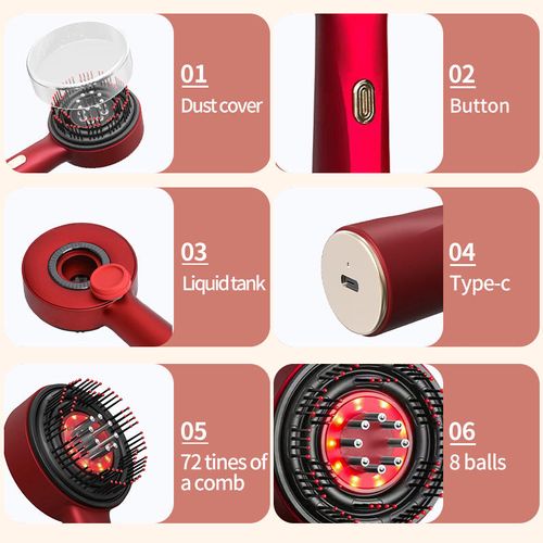 XBH Trend 2025 Electric Hair Scalp Massager Brush for Hair Growth Oil Applicator Massage Comb Anti Hair Loss Red Light Devices