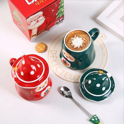 Creative Simple Christmas Breakfast Milk Ceramic Mug Cartoon Cute Couple Coffee Cup